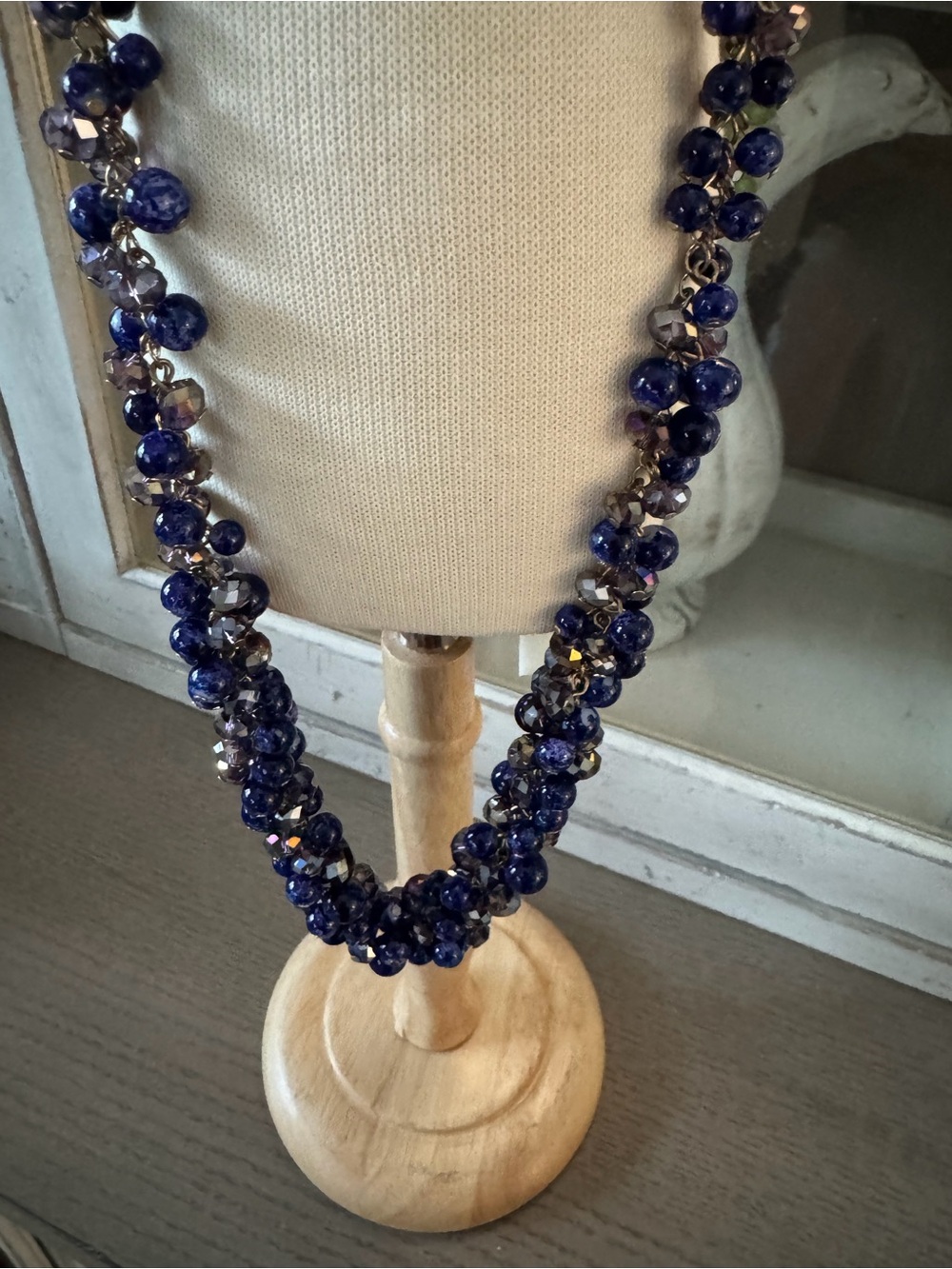 Deep Blue Beaded Statement Necklace - Women Jewelry